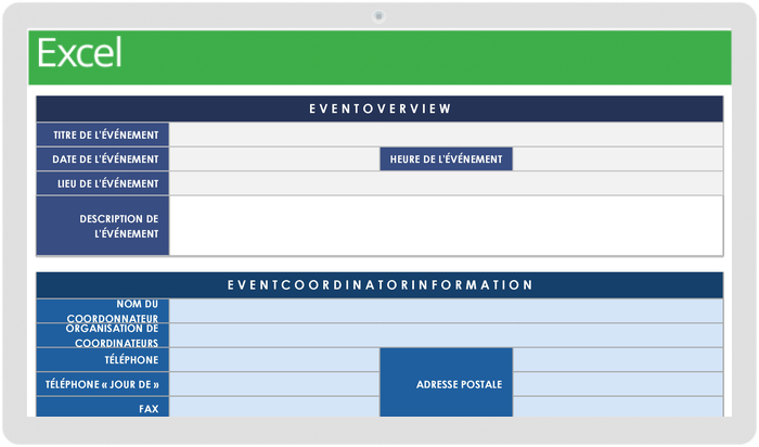 Modèles de planification d'événements Modèle de planificateur d'événements