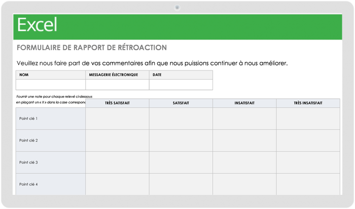 FORMULAIRE DE RAPPORT DE RÉTROACTION