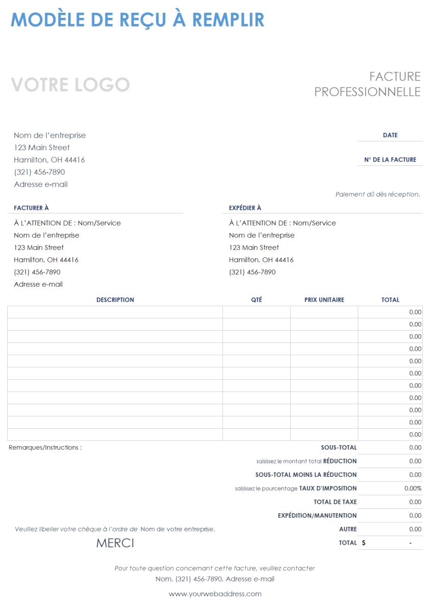 Modèles de quittance de loyer gratuits - Invoice Simple