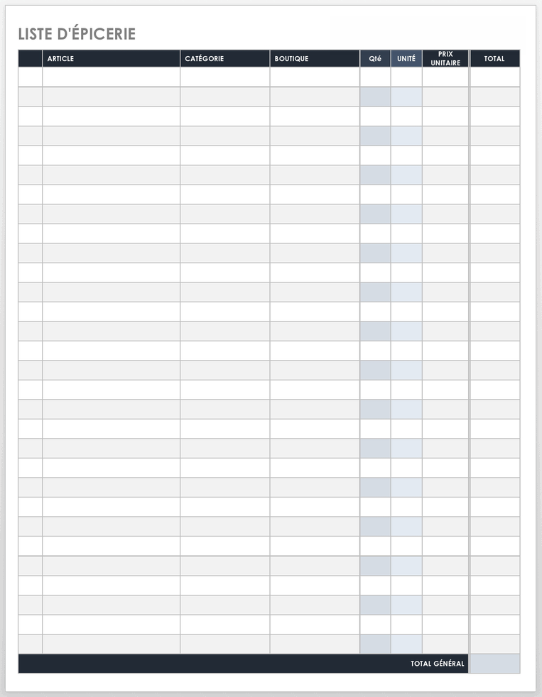 Planificateur De Menus Et Liste D'épicerie Avec Modèles De Liste De  Contrôle