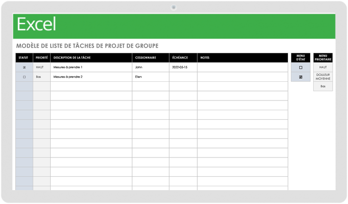 Group Project Task List Template - FR