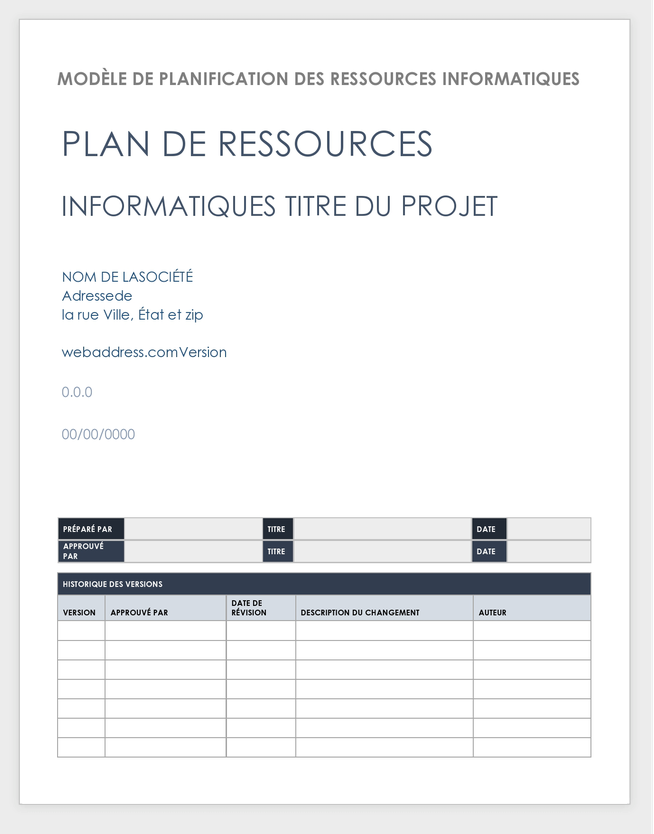 Modèles gratuits de planification des ressources