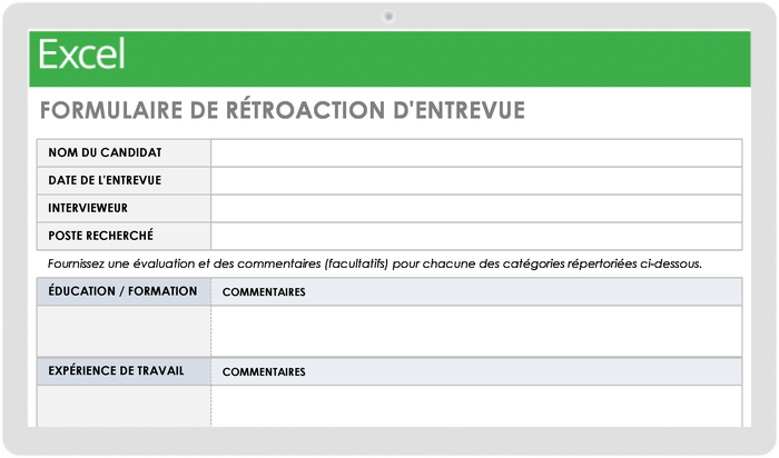 FORMULAIRE DE RÉTROACTION D'ENTREVUE