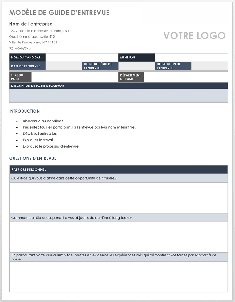 Modèles d’entretiens et scorecards gratuits  Smartsheet