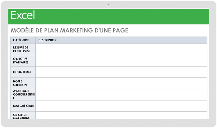 envoyer une feuille de calcul de planification du marketing numérique