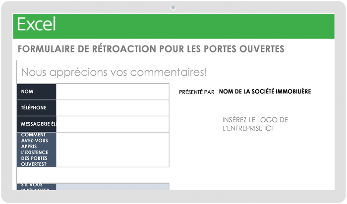 MODÈLE DE FORMULAIRE DE RÉTROACTION POUR LA PORTE OUVERTE