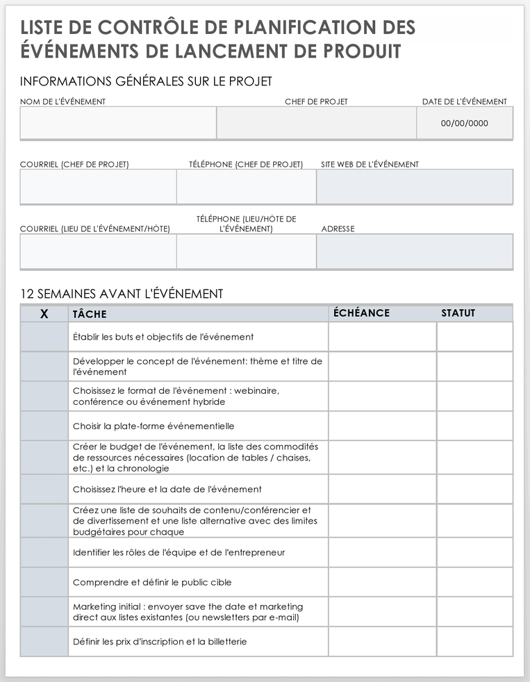 Liste de contrôle pour la planification d'un événement de lancement de produit