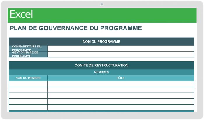  Modèle de plan de gouvernance du programme