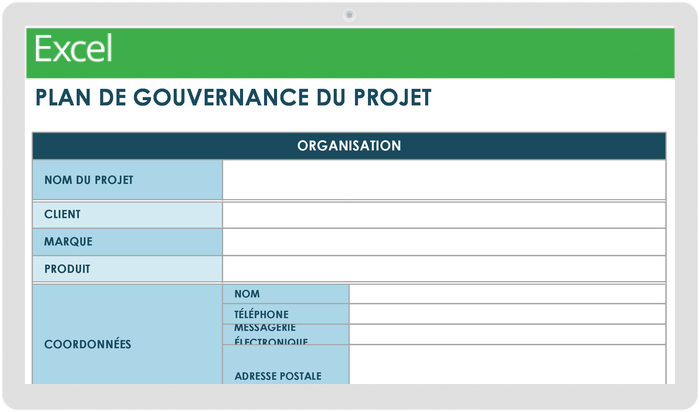  Modèle de plan de gouvernance de projet