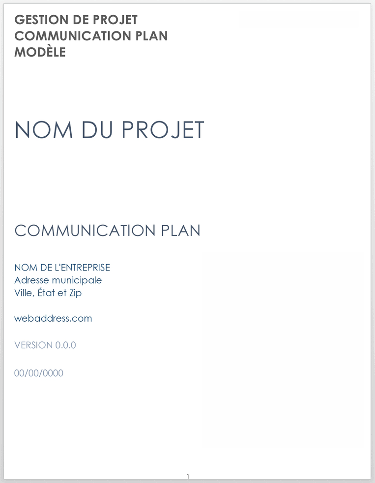 Plan de communication de la gestion de projet