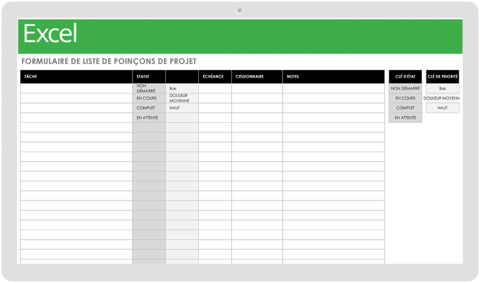Project Punch List Form Template - FR