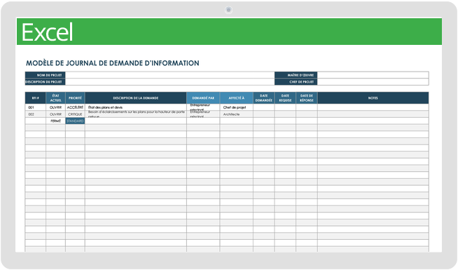 Journal des demandes d'informations