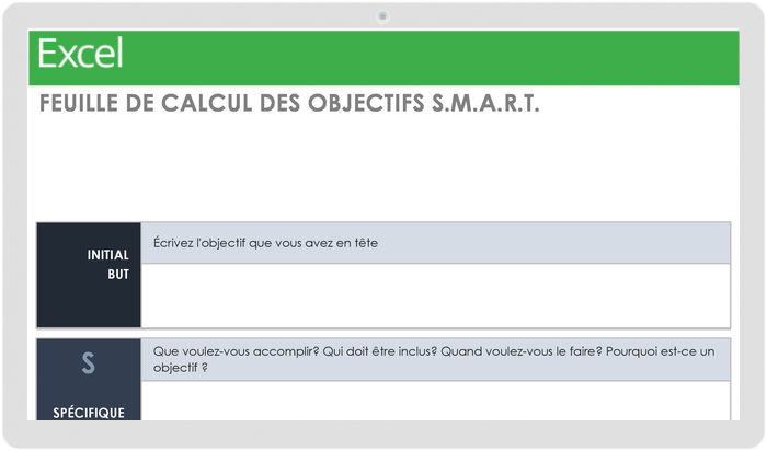 Modèle de feuille de travail sur les objectifs SMART