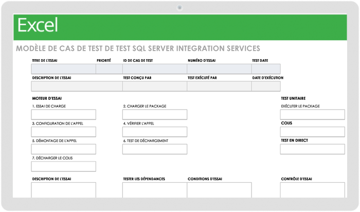 Modèle de cas de test de test de SQL Server Integration Services
