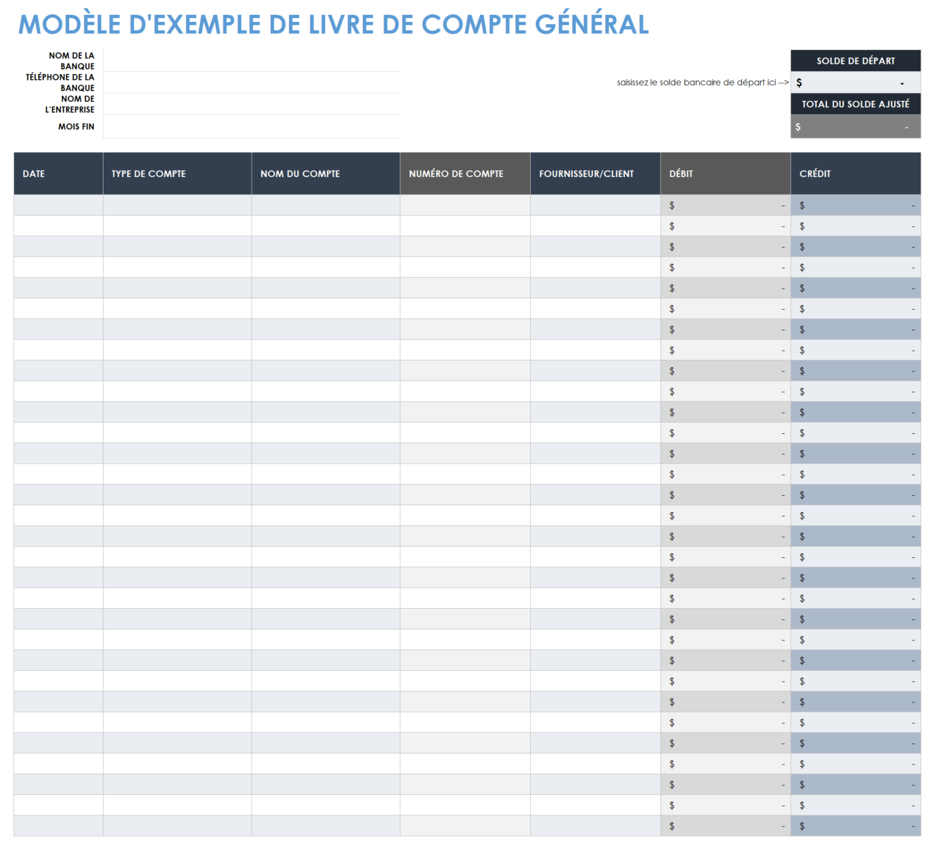 Exemple de grand livre général