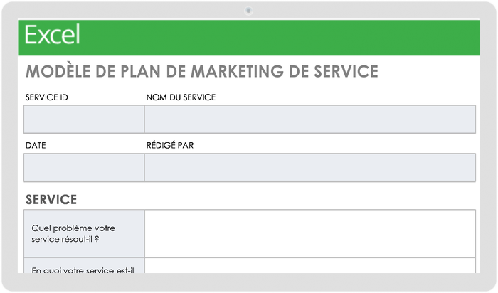 Modèle de plan de marketing de service