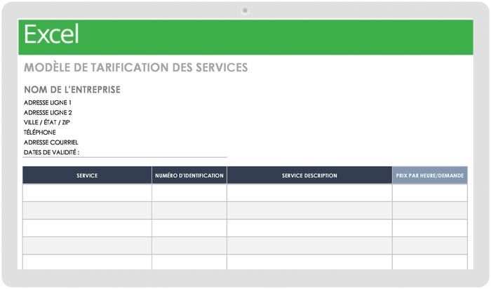 Modèle de tarification des services