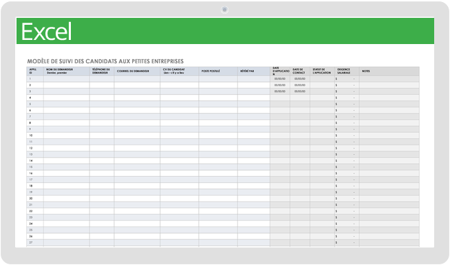 Modèle de formulaire de suivi des candidats RH