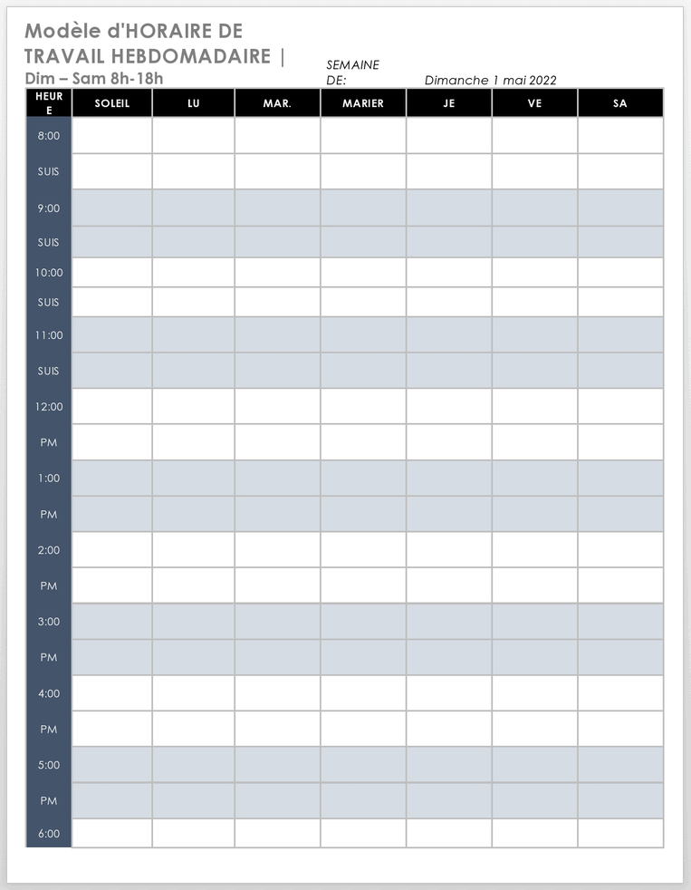 Modèles gratuits de calendriers hebdomadaires sur Office.com