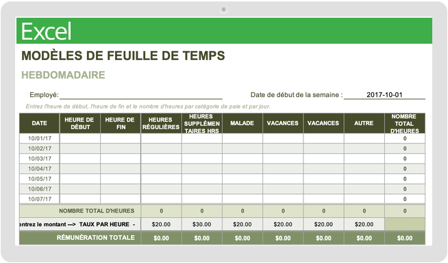 feuille de présence simple