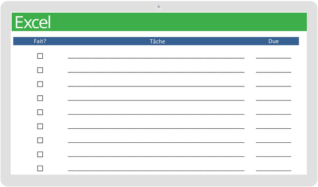 Modèle imprimable de liste de tâches