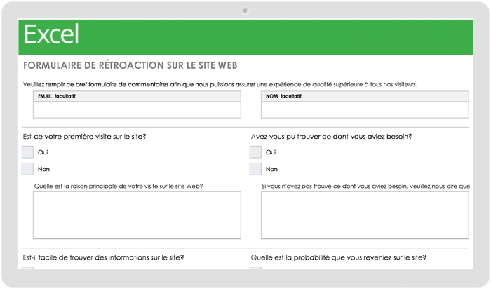 FORMULAIRE DE COMMENTAIRES SUR LE SITE WEB