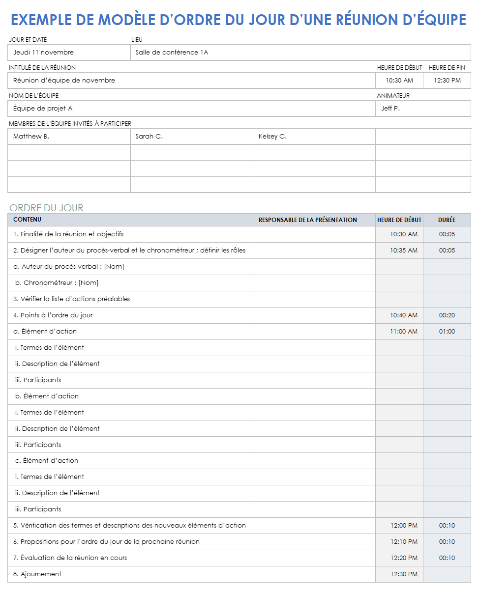 Modèles gratuits pour réunions d’équipe Smartsheet — free download