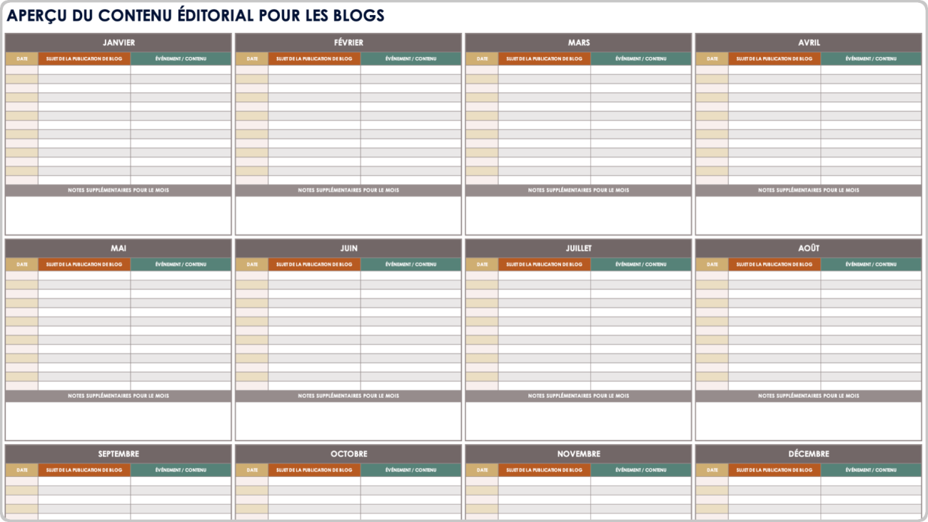Modèles de calendrier de médias sociaux gratuits – Tous formats, tous types