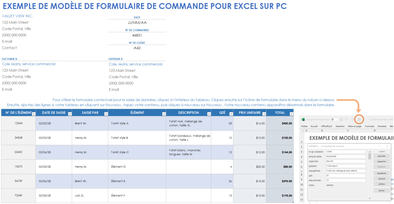 Modèles gratuits de formulaires pour Excel : formulaires à remplir de ...