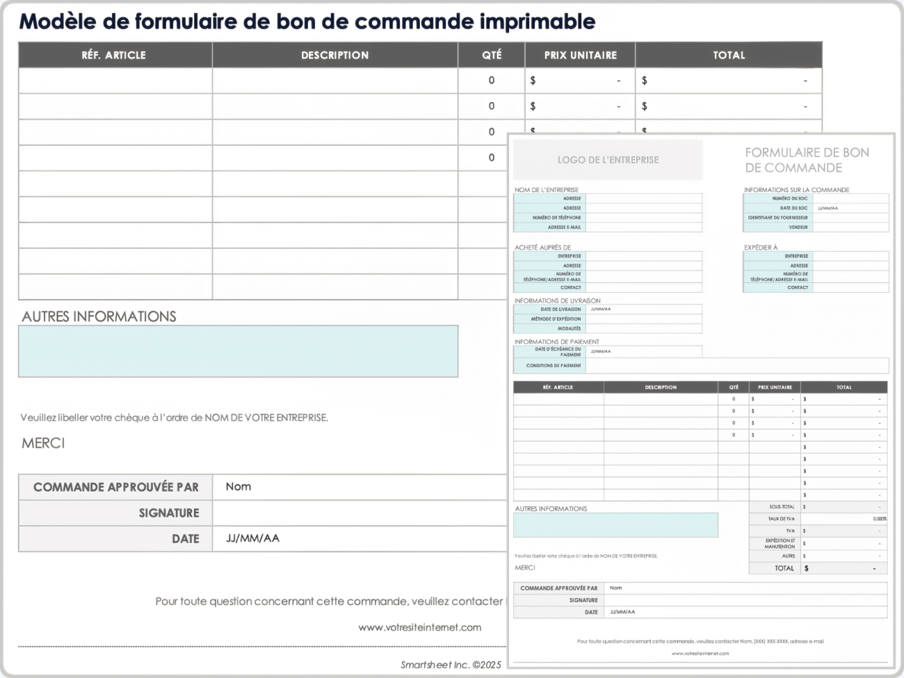 Modèles de bons de commande, formulaires et lettres gratuits - Tous formats