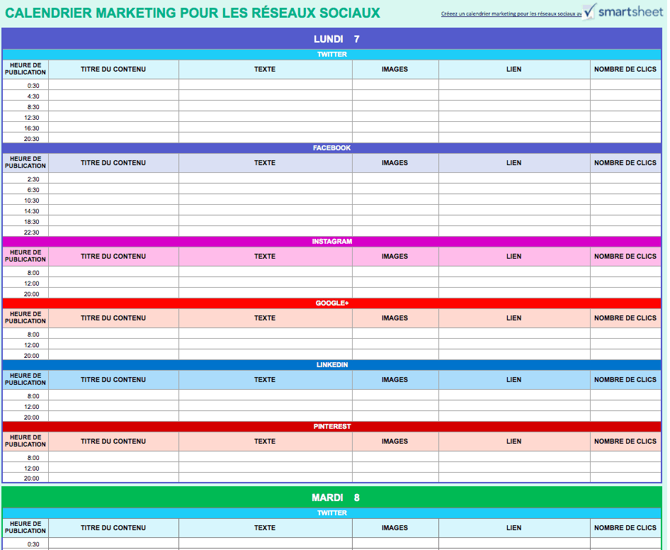 9 Modèles Excel Gratuits De Calendriers Marketing Smartsheet