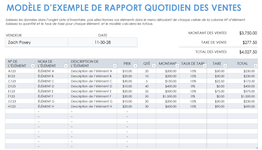 Formulaires et modèles gratuits de rapports de vente quotidiens ...
