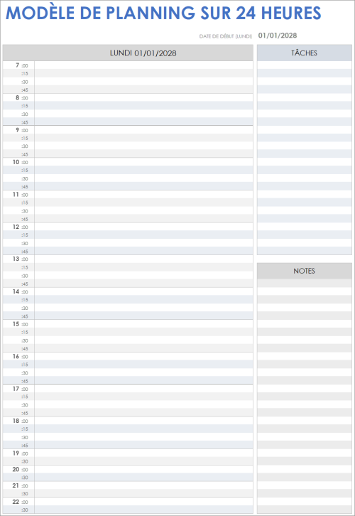 Modèles de plannings journaliers et planificateurs gratuits pour Google ...
