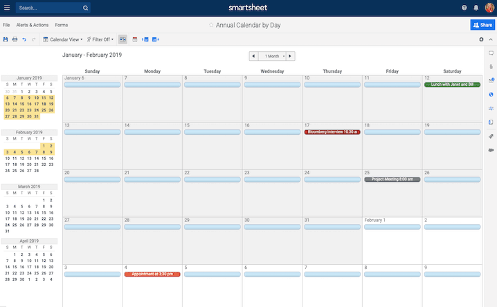 Modèles Dagendas Excel Gratuits Et Imprimables Pour 2019 Et Les Années Suivantes Smartsheet 9828