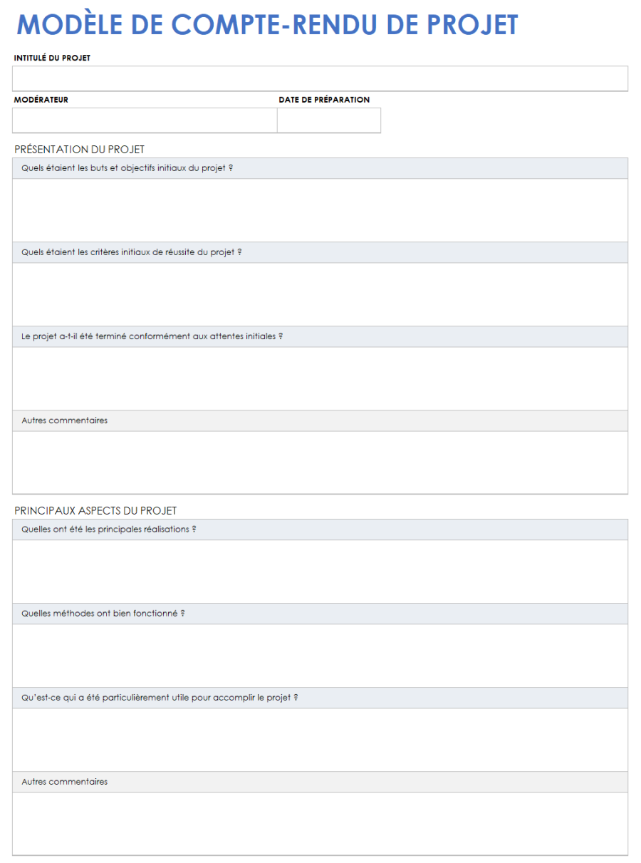 Modèles gratuits de compte-rendu de projet | Smartsheet