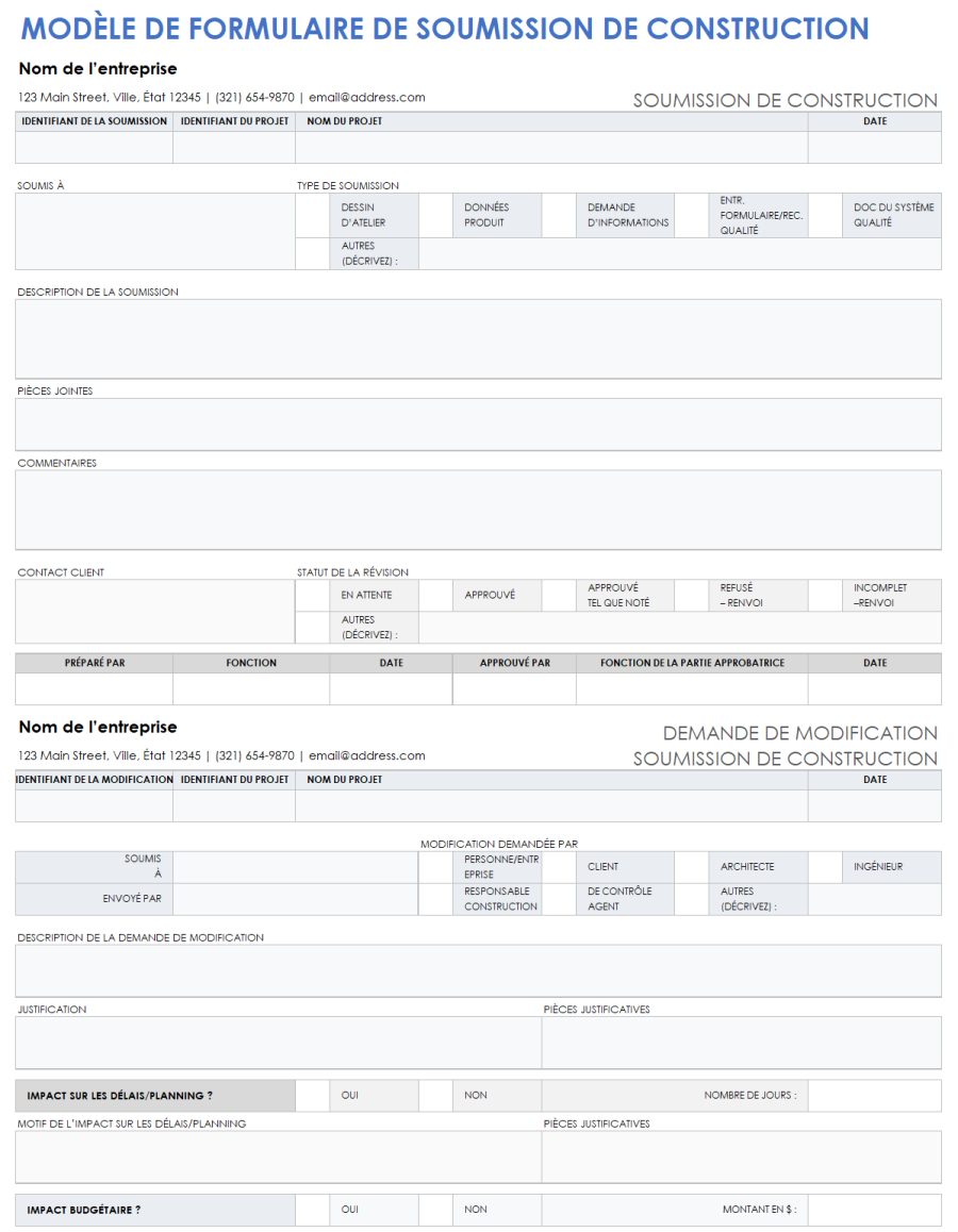 Modèles de soumissions de construction gratuits | Smartsheet