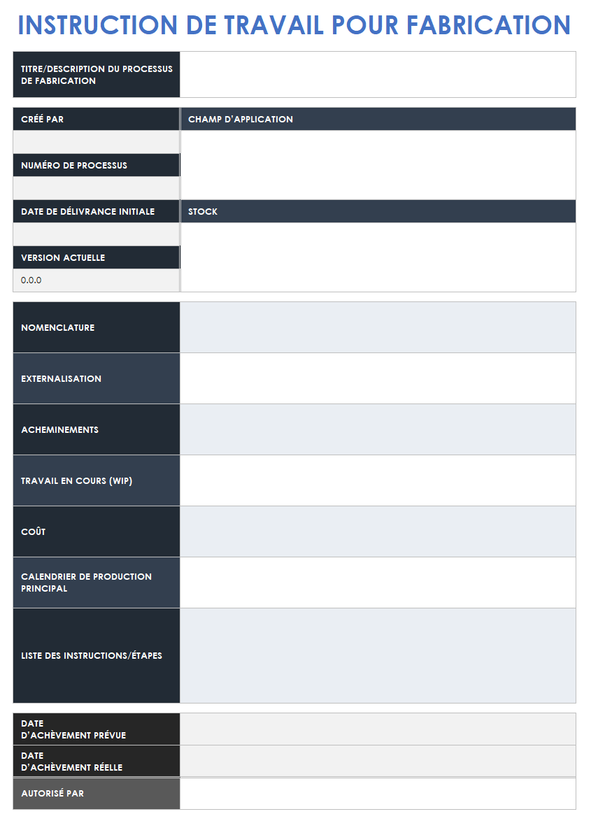 Modèles gratuits d’instructions de travail | Smartsheet