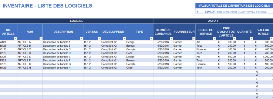 Tableau Excel Feuille Inventaire Stock A Imprimer Modèles gratuits d'inventaire pour Excel Smartsheet
