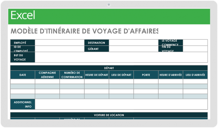 feuille de route voyage d'affaire