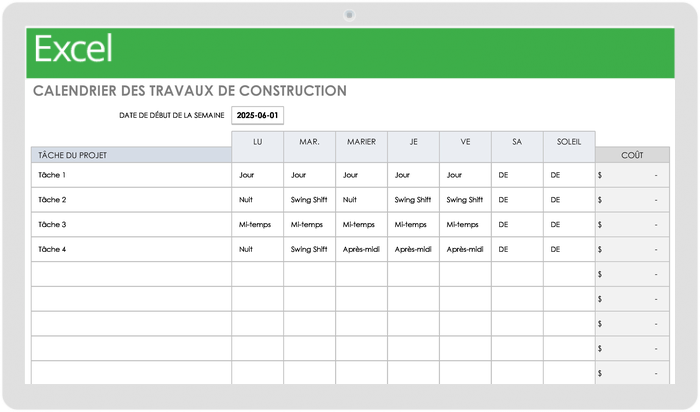 Modèles gratuits de calendrier de construction  Smartsheet