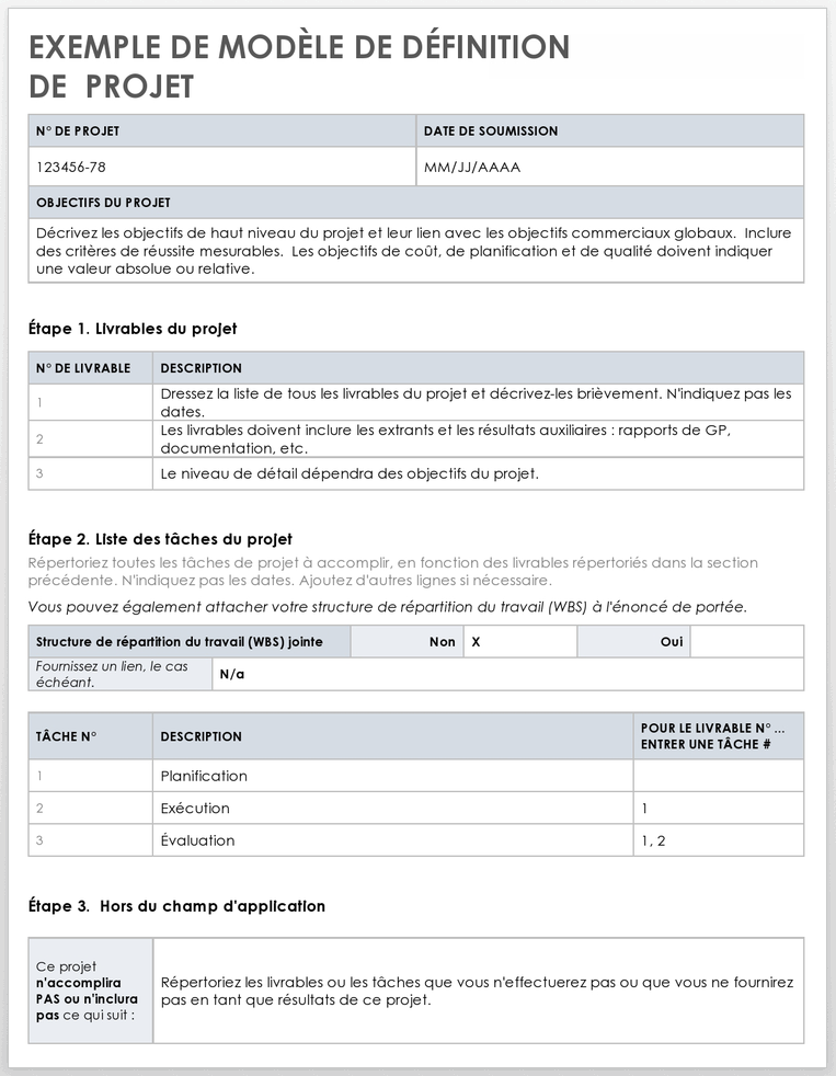 Modèles de définition de projet gratuits | Smartsheet