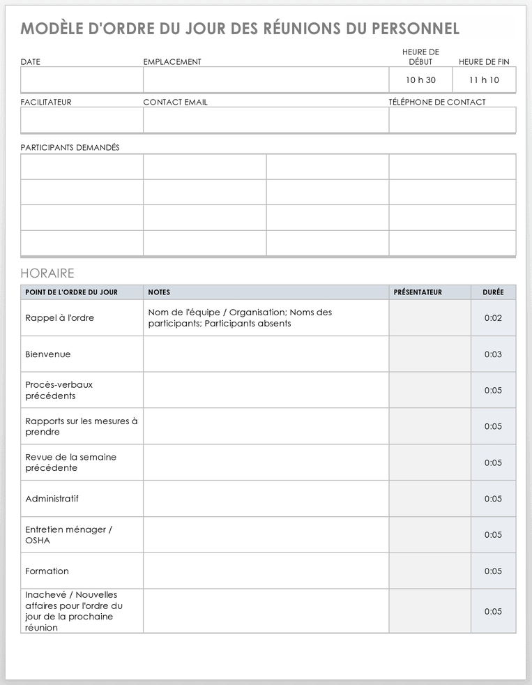 Plus de dix modèles gratuits d’ordre du jour de réunion pour Microsoft Word Smartsheet