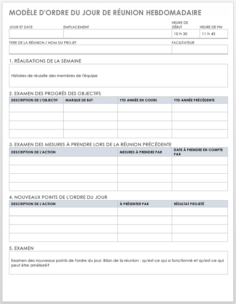 Plus de dix modèles gratuits d’ordre du jour de réunion pour Microsoft Word Smartsheet