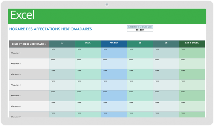 Modèles Excel Gratuits De Plannings Hebdomadaires - Smartsheet