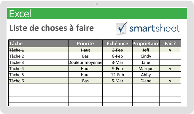 Modèle de double-clic de liste de tâches